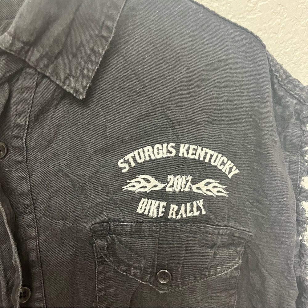 Unik Sturgis Kentucky Rally 2017 Motorcycle Biker Denim Vest Button Down men's - Picture 4 of 6